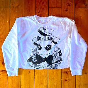 “The Nightmare Before Christmas” Women’s White Cutoff Midrift Sweatshirt 🎄🎃👻